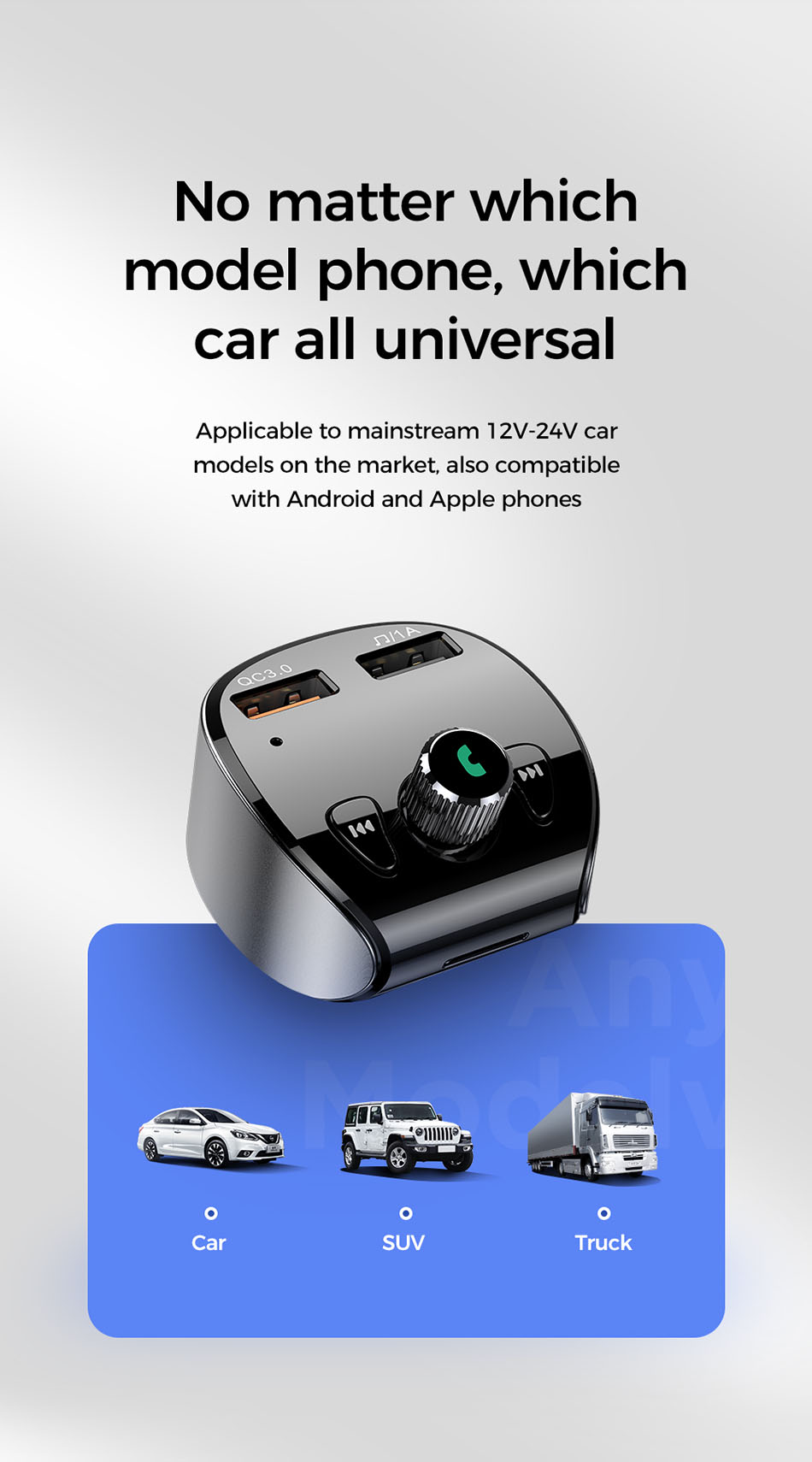 Joyroom-Fast-Car-Charger-Bluetooth-50-Handsfree-Car-Kit-Audio-MP3-Player-With-QC30-Dual-USB-Adapter--1795117