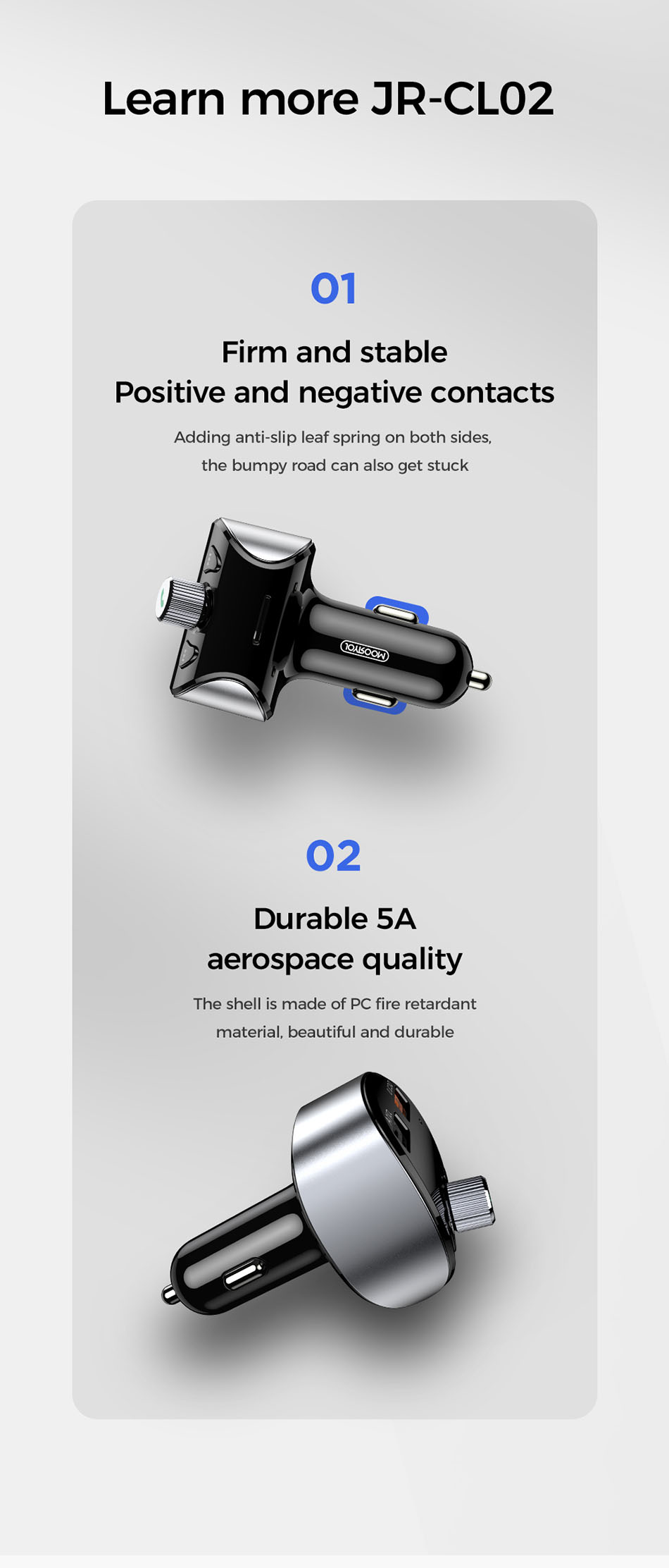 Joyroom-Fast-Car-Charger-Bluetooth-50-Handsfree-Car-Kit-Audio-MP3-Player-With-QC30-Dual-USB-Adapter--1795117