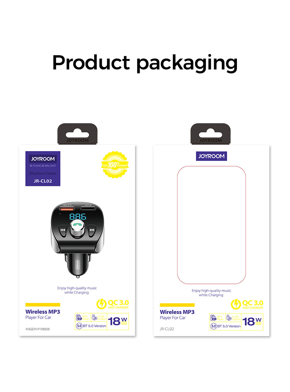 Joyroom-Fast-Car-Charger-Bluetooth-50-Handsfree-Car-Kit-Audio-MP3-Player-With-QC30-Dual-USB-Adapter--1795117