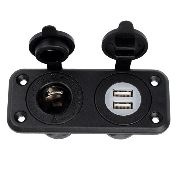 Jtron-Car-Charger-DC-12V-24V-Dual-5V-21A-USB-Socket-Plus-20A-Cigarette-Lighter-Socket-Black-Color-1031020