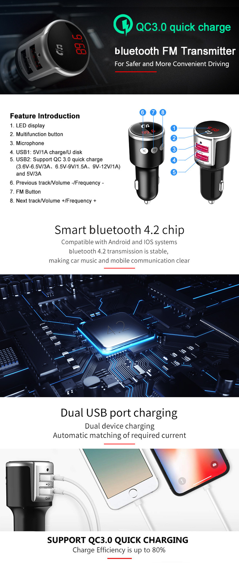 QC30-Quick-Car-Charger-bluetooth-FM-Transmitter-MP3-Fast-Charging-Dual-USB-Hands-Free-Call-1739626