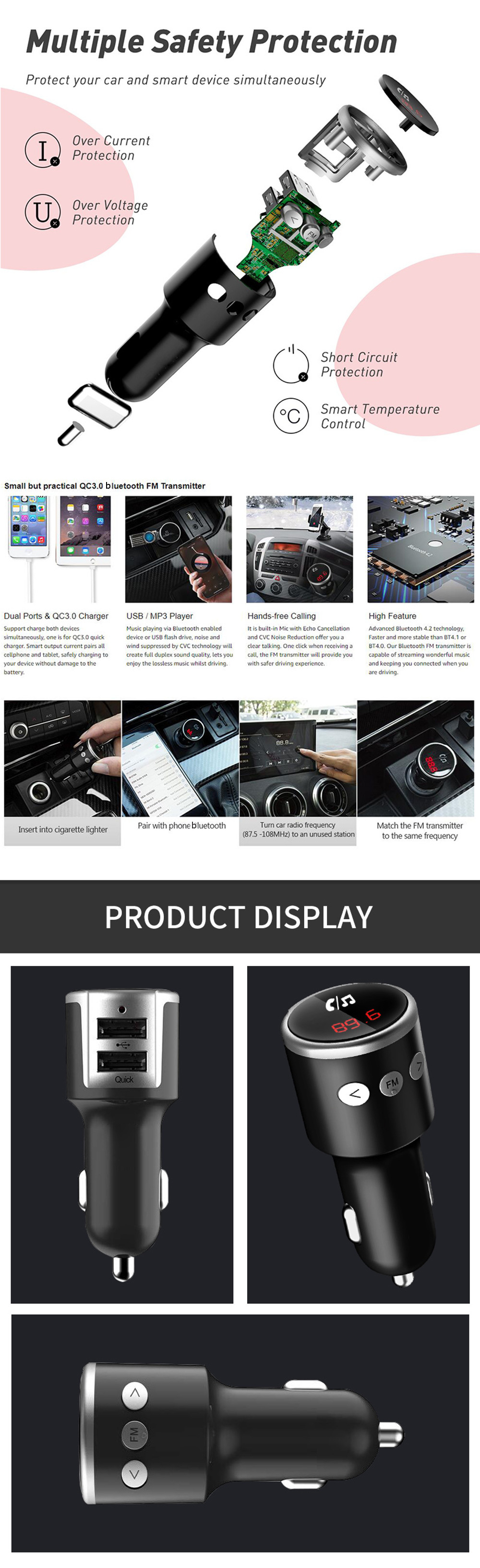 QC30-Quick-Car-Charger-bluetooth-FM-Transmitter-MP3-Fast-Charging-Dual-USB-Hands-Free-Call-1739626