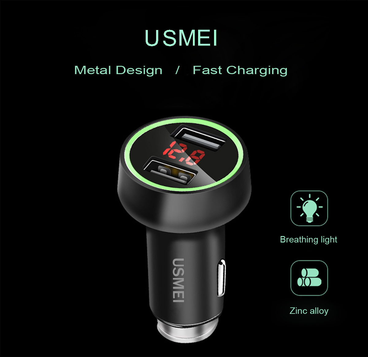USMEI-C7-Zinc-Alloy-36A-Dual-USB-Car-Charger-Breathing-Light-With-Voltage-Current-LED-Display-1195465