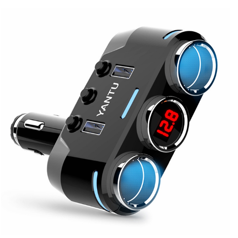 Yantu-B39-Dual-USB-Three-Ports-100W-31mA-Wireless-Car-Charger-Cigarette-Lighter-for-Car-DVR-GPS-MP3-1291043