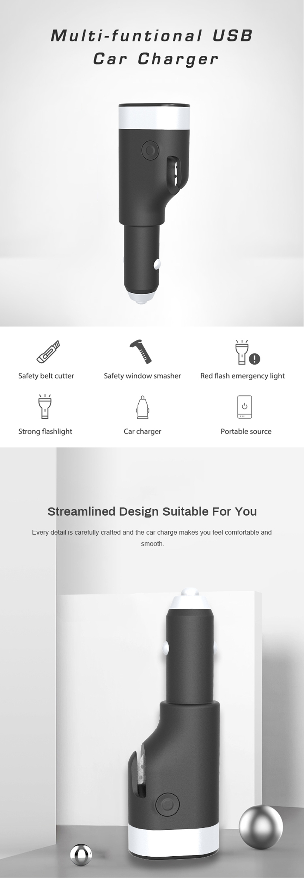 Yuroad-BM2127-12V-USB-Car-Charger-Multifunctional-Safety-Hammer-2200mAh-Portable-Power-Bank-Vehicle--1774708