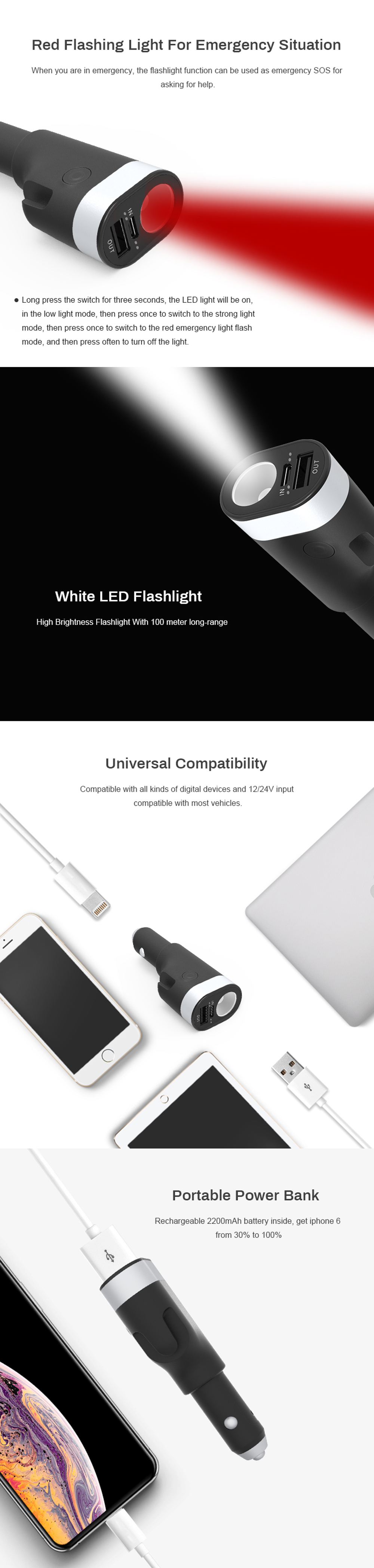 Yuroad-BM2127-12V-USB-Car-Charger-Multifunctional-Safety-Hammer-2200mAh-Portable-Power-Bank-Vehicle--1774708