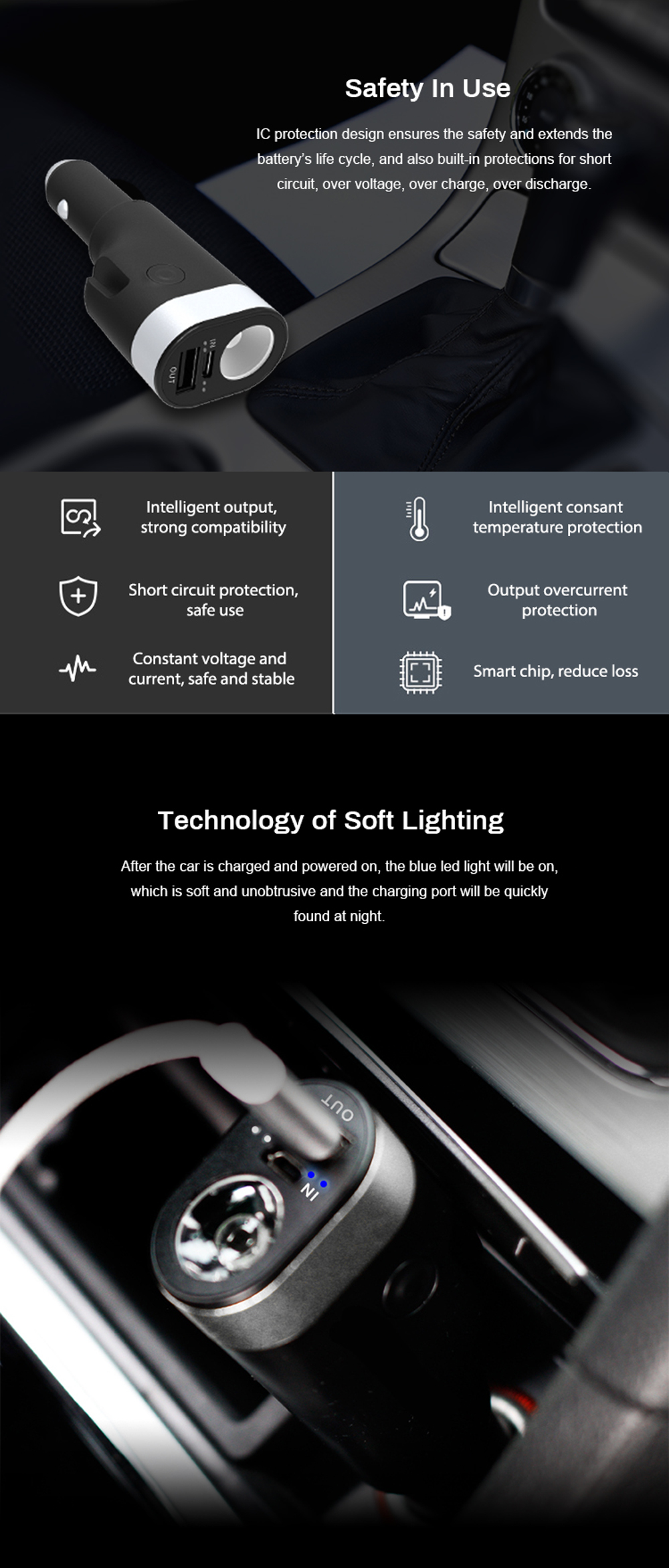 Yuroad-BM2127-12V-USB-Car-Charger-Multifunctional-Safety-Hammer-2200mAh-Portable-Power-Bank-Vehicle--1774708