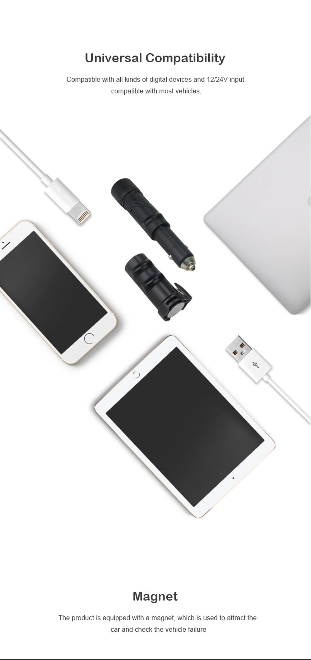 Yuroad-BM2197-6In1-Car-Charger-USB-1400mAh-Multi-funtional-Rechargeable-with-Light-Safety-Hammer-1694147