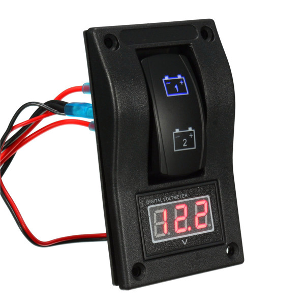 12V-Marine-Boat-Dual-LED-Battery-Test-Panel-Rocker-Switch-LED-Voltage-Volt-Meterr-1065612