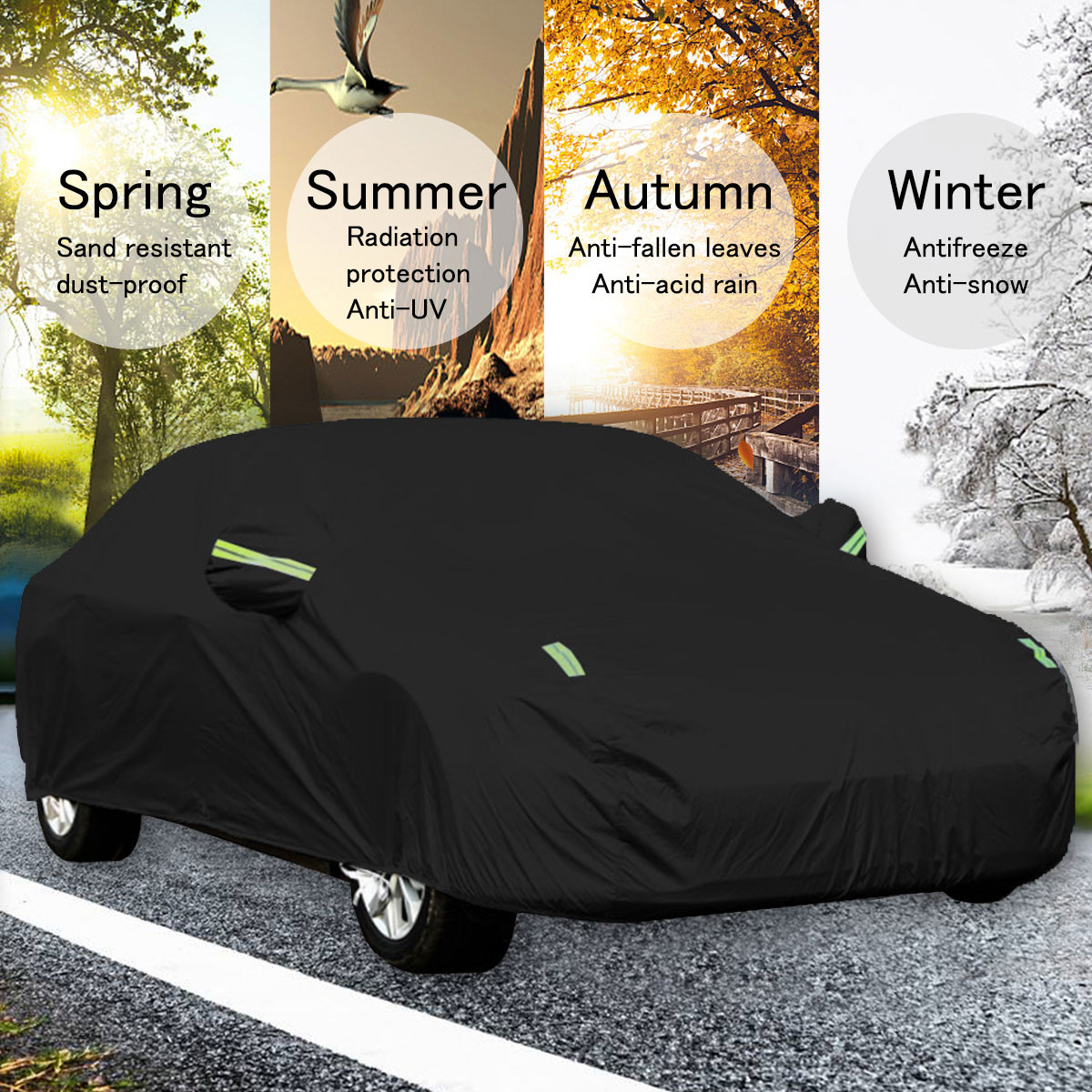 Black-Full-Car-Cover-Waterproof-Sun-Rain-Heat-Dust-UV-Resistant-Protection-190T-1754633