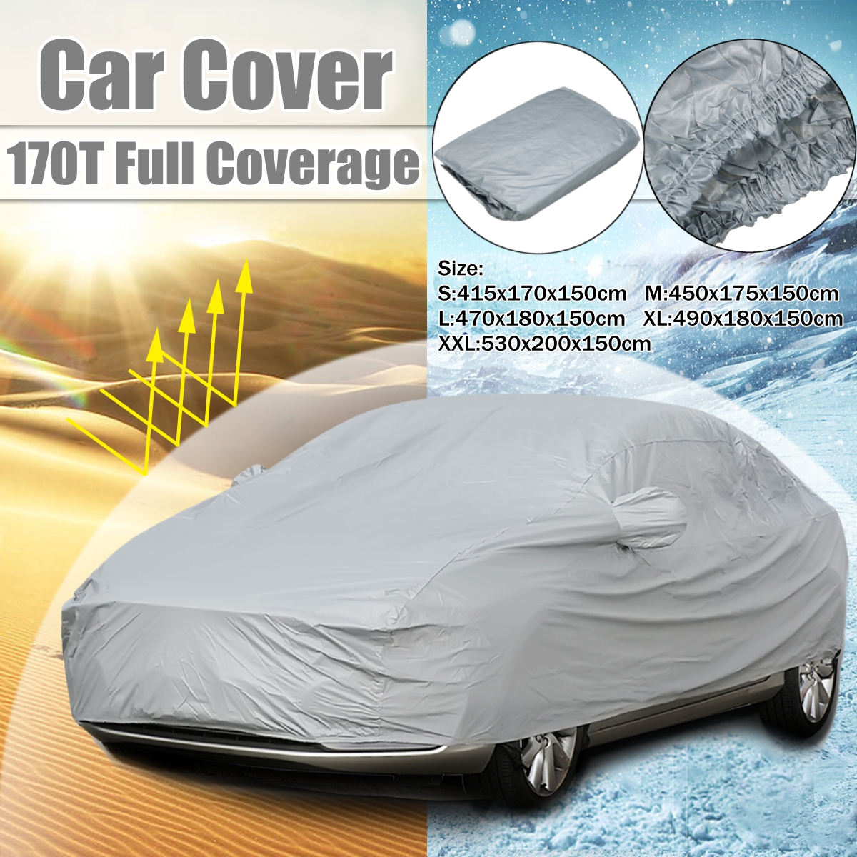 SMLXLXXL-170T-Polypropylene-Car-Cover-Outdoor-Tough-Waterproof-UV-Lining-1796546