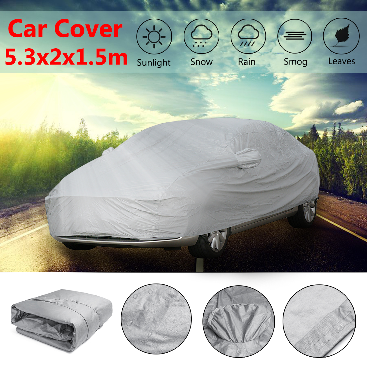 XXL-53X2X15m-Universal-Full-Car-Cover-Cotton-Waterproof-Breathable-UV-Protection-Outdoor-1249684