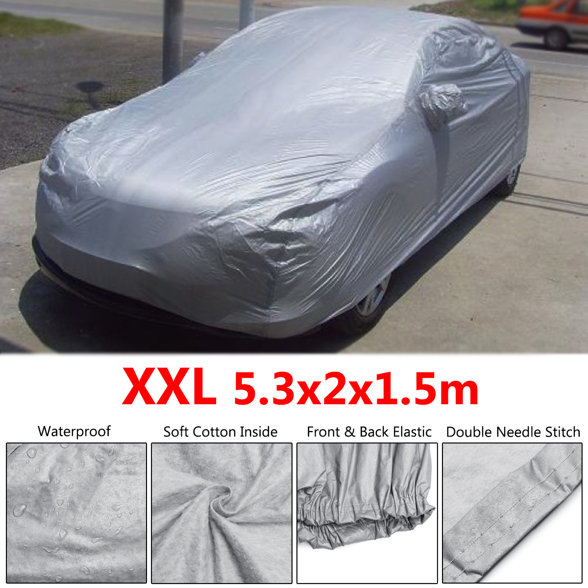 XXL-53X2X15m-Universal-Full-Car-Cover-Cotton-Waterproof-Breathable-UV-Protection-Outdoor-1249684