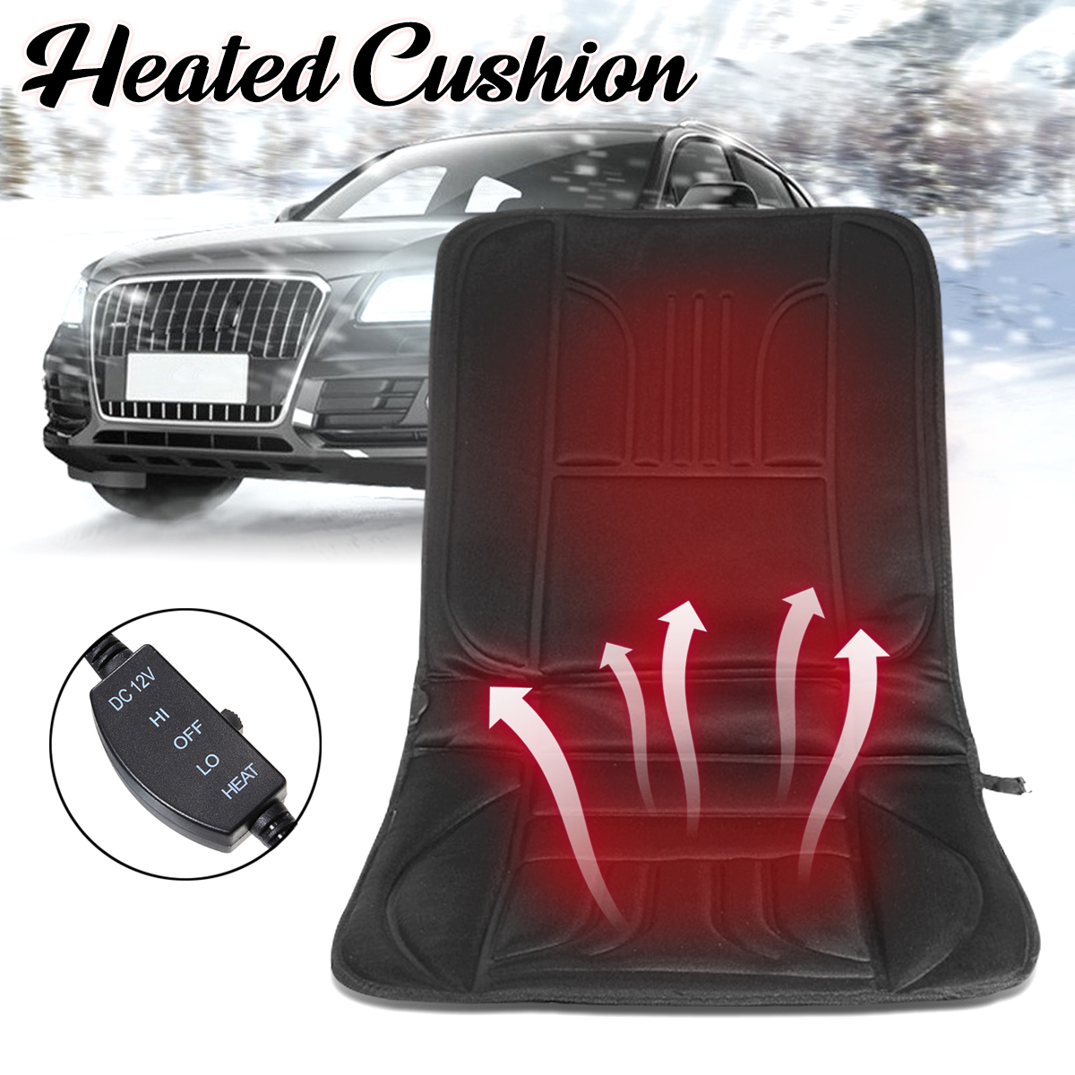 12V-Car-Van-Auto-Heated-Padded-Pad-Hot-Seat-Heated-Cushion-Cover-Warmer-Winter-Black-913088