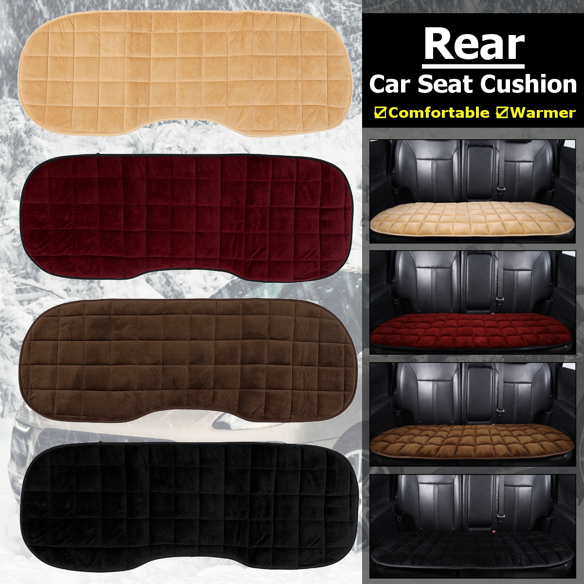 Black-Universal-Rear-Car-Plush-Seat-Cushion-Comfortable-Cover-Pad-Protector-1662352