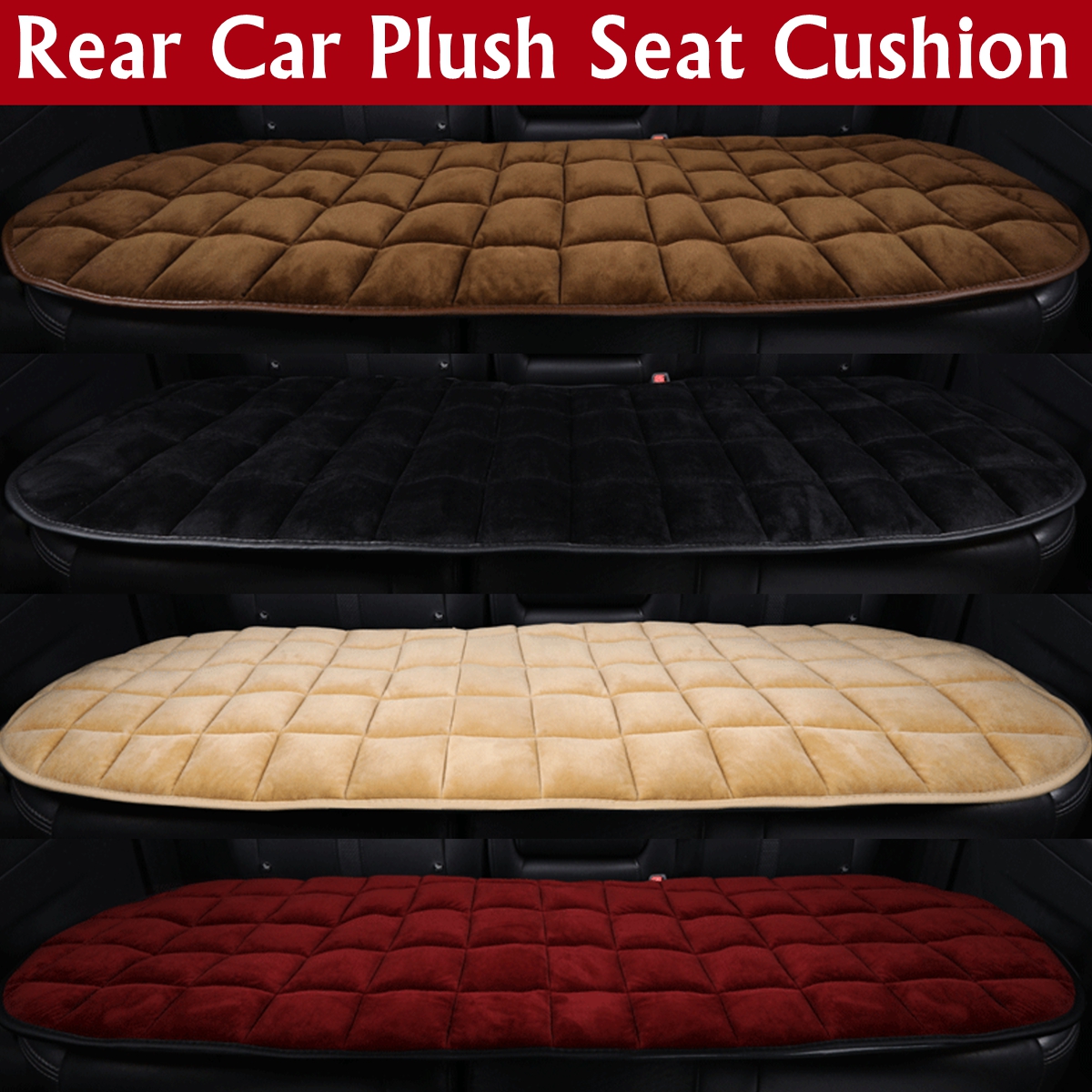 Black-Universal-Rear-Car-Plush-Seat-Cushion-Comfortable-Cover-Pad-Protector-1662352