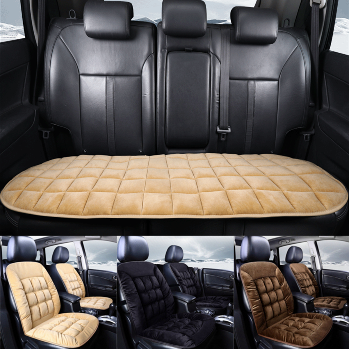 Black-Universal-Rear-Car-Plush-Seat-Cushion-Comfortable-Cover-Pad-Protector-1662352