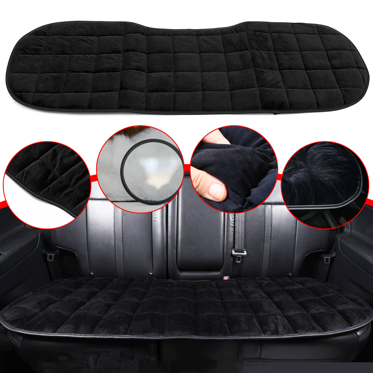 Black-Universal-Rear-Car-Plush-Seat-Cushion-Comfortable-Cover-Pad-Protector-1662352
