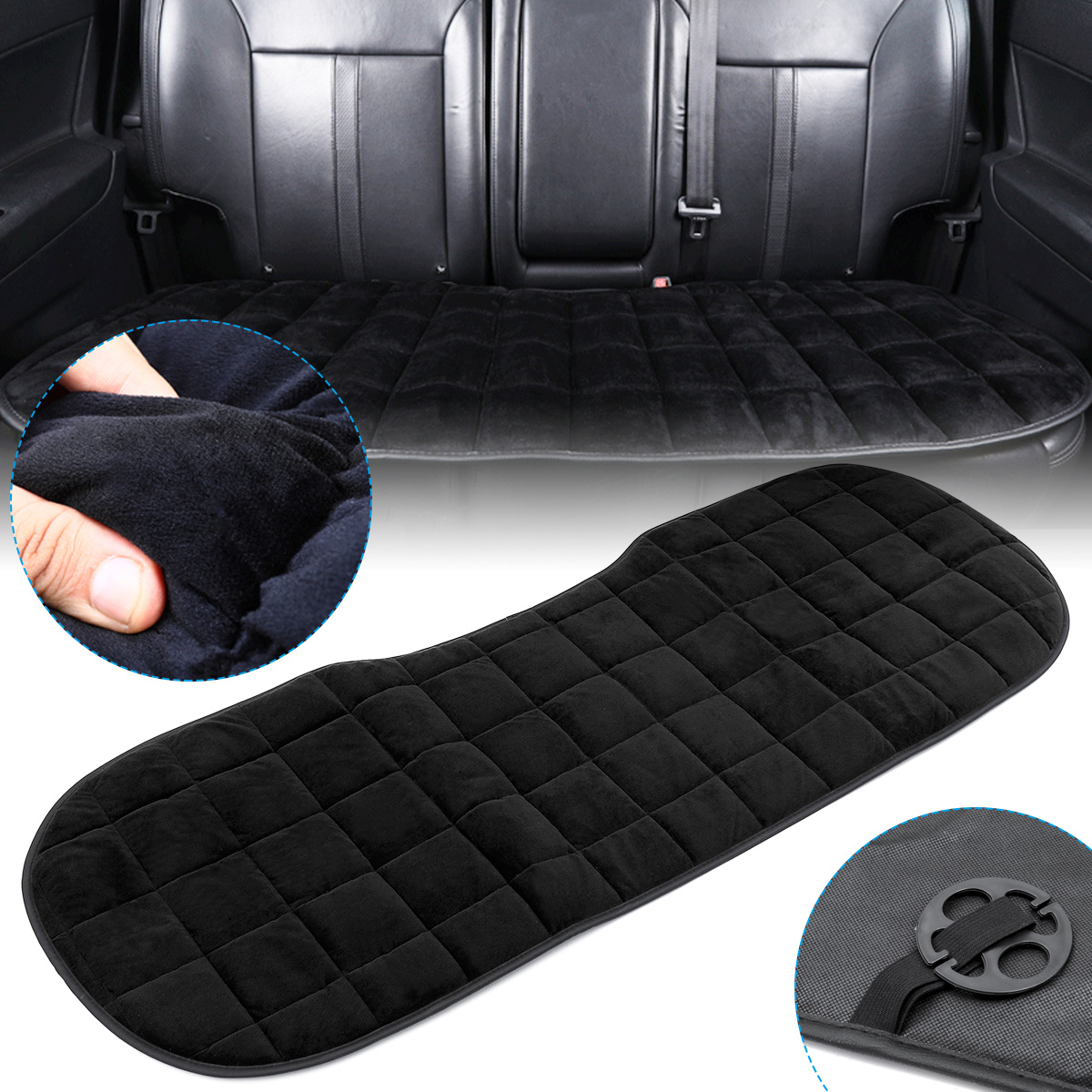 Black-Universal-Rear-Car-Plush-Seat-Cushion-Comfortable-Cover-Pad-Protector-1662352