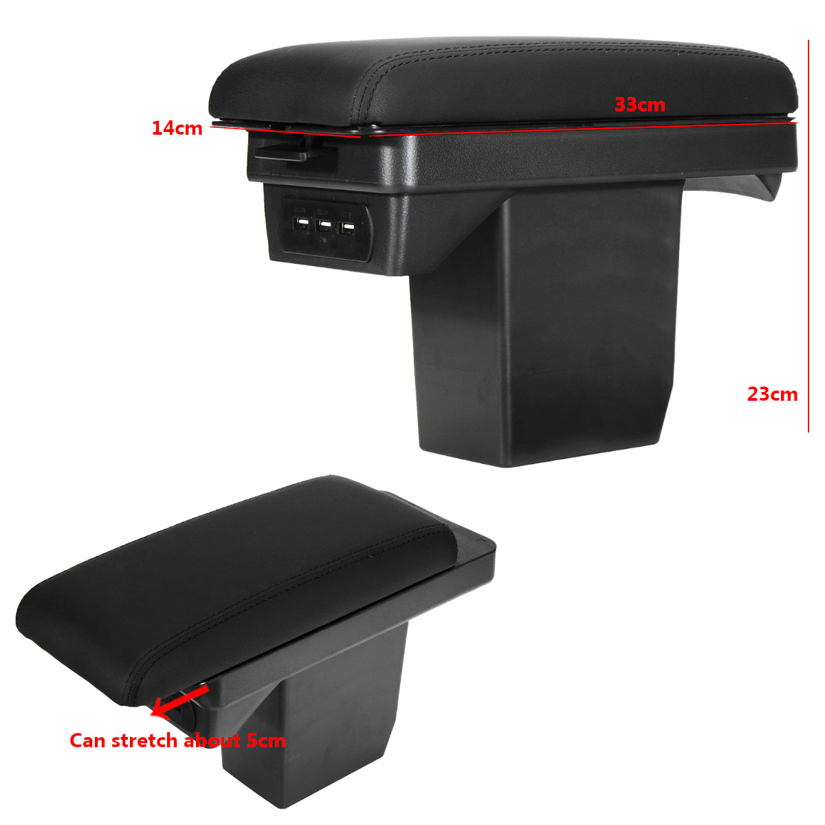 Leather-Car-Armrest-Console-Center-Arm-Rest-Box-Cover-Cushion-with-Charger-Port-for-Peugeot-2008-301-1428566
