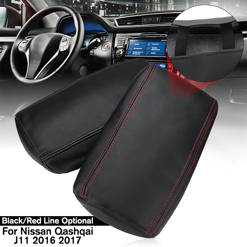 Leather-Car-Console-Center-Arm-Rest-Cover-Cushion-for-Nissan-Qashqai-J11-2016-17-1341302