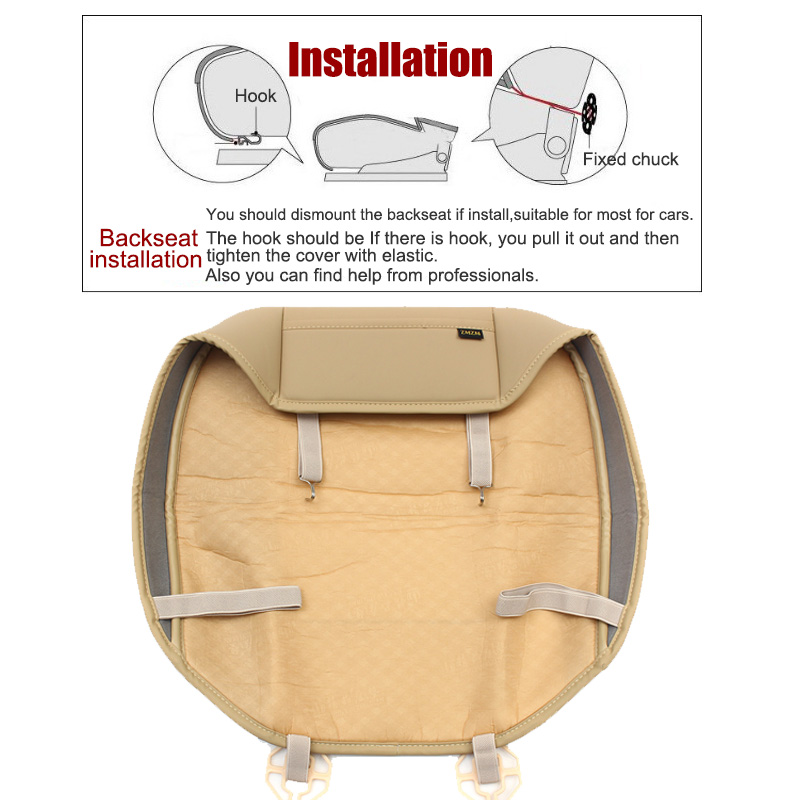 PU-Leather-Beige-Car-Front-Seat-Cushion-Cover-Chair-Protector-Mat-Universal-1400775