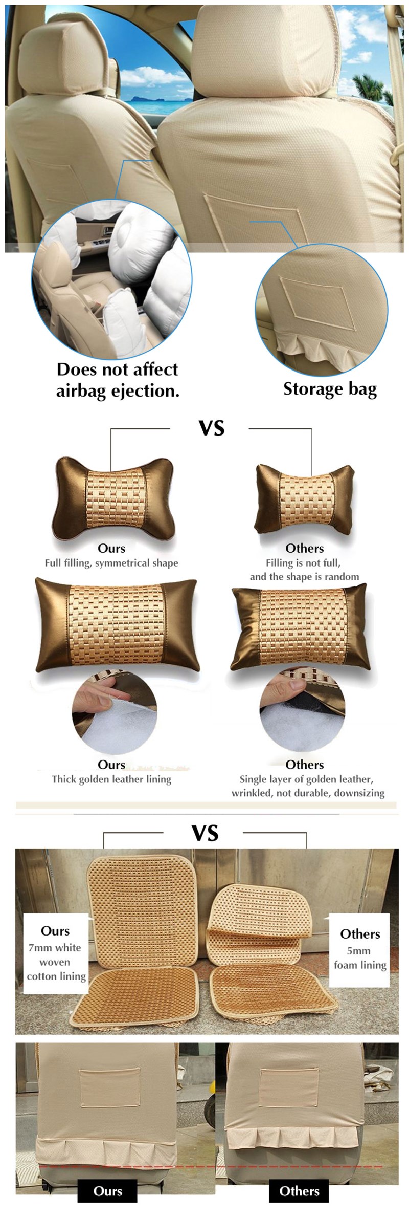 Universal-Car-Breathable-Seat-Cover-Auto-SUV-Protector-Cushion-WPillow-Summer-1649852