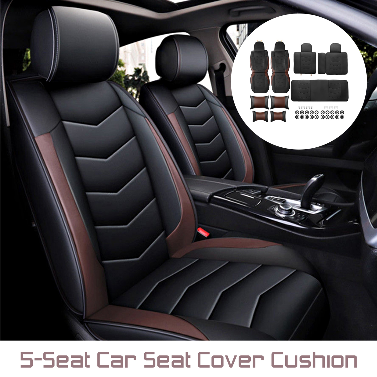 Wear-Proof-PU-Leather-Car-Seat-Cover-Cushion-5-Seat-Front-Rear-Pillows13Pcs-kit-1535998