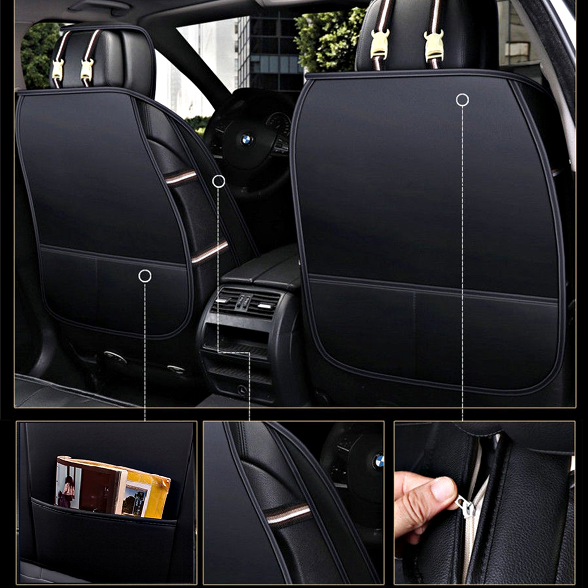 Wear-Proof-PU-Leather-Car-Seat-Cover-Cushion-5-Seat-Front-Rear-Pillows13Pcs-kit-1535998