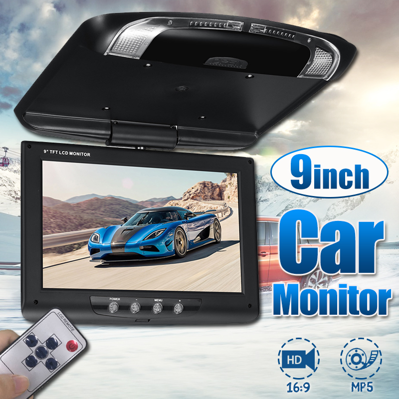 9-Inch-Car-Roof-Mount-Overhead-Flip-Down-Monitor-DVD-CD-Player-Transmitter-Games-1432579
