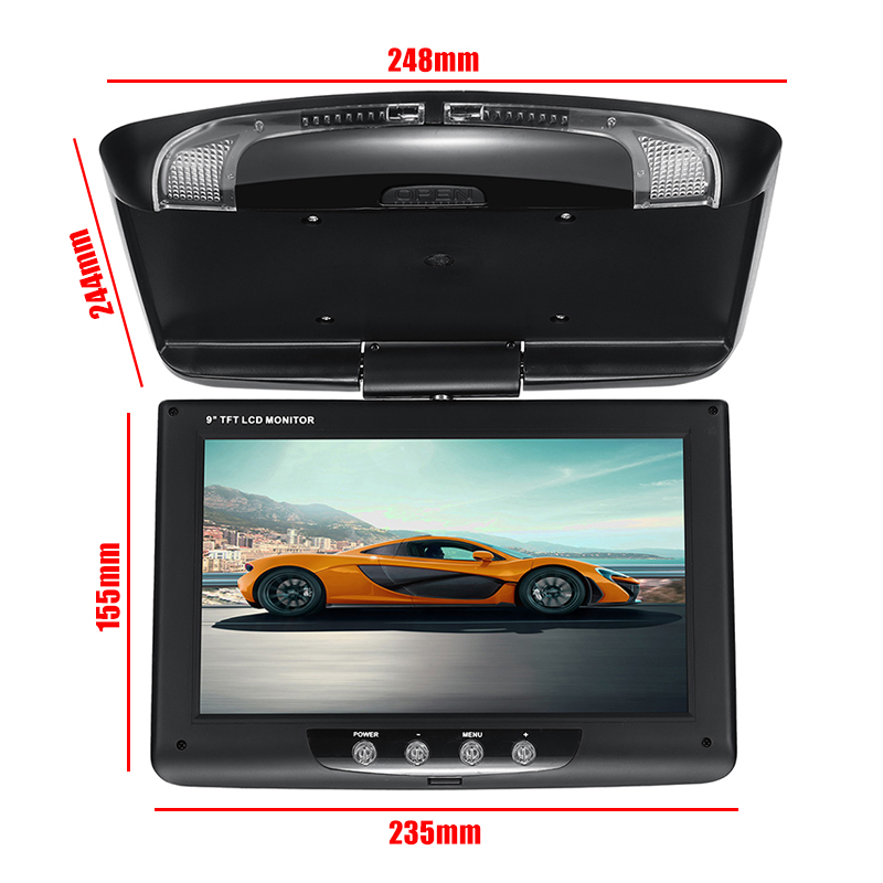 9-Inch-Car-Roof-Mount-Overhead-Flip-Down-Monitor-DVD-CD-Player-Transmitter-Games-1432579