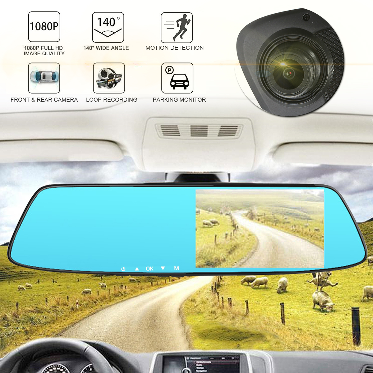 43-Inch-1080P-HD-Car-DVR-Rearview-Mirror-Dash-Camera-Dual-Lens-Recorder-Monitor-170-Degree-1292517
