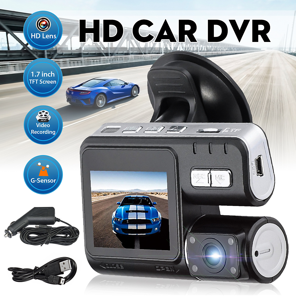 Dash-Cam-DVR-Car-Video-Camera-Recorder-Night-Vision-G-Sensor-Crash-1080P-2-LCD-974916