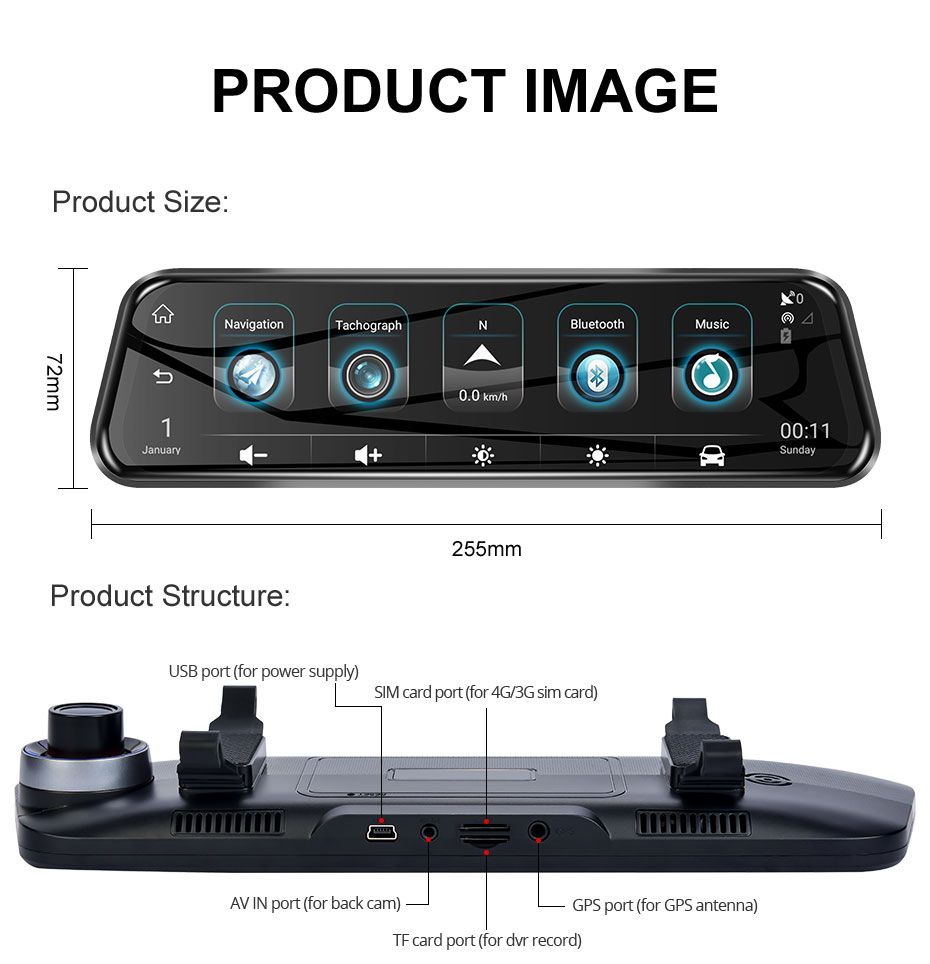 JUNSUN-A930P-10-Inch-1080P-ADAS-bluetooth-WiFi-Cycle-Recording-App-Assist-Car-DVR-1440352