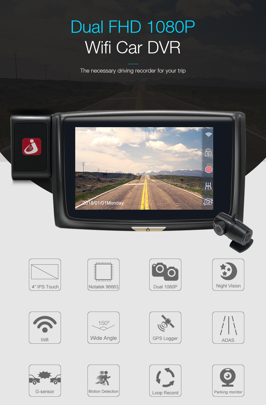 Junsun-S660-4-Inch-FHD-1080P-Dual-Lens-WiFi-GPS-ADAS-Night-Vision-G-Sensor-Car-DVR-1292130
