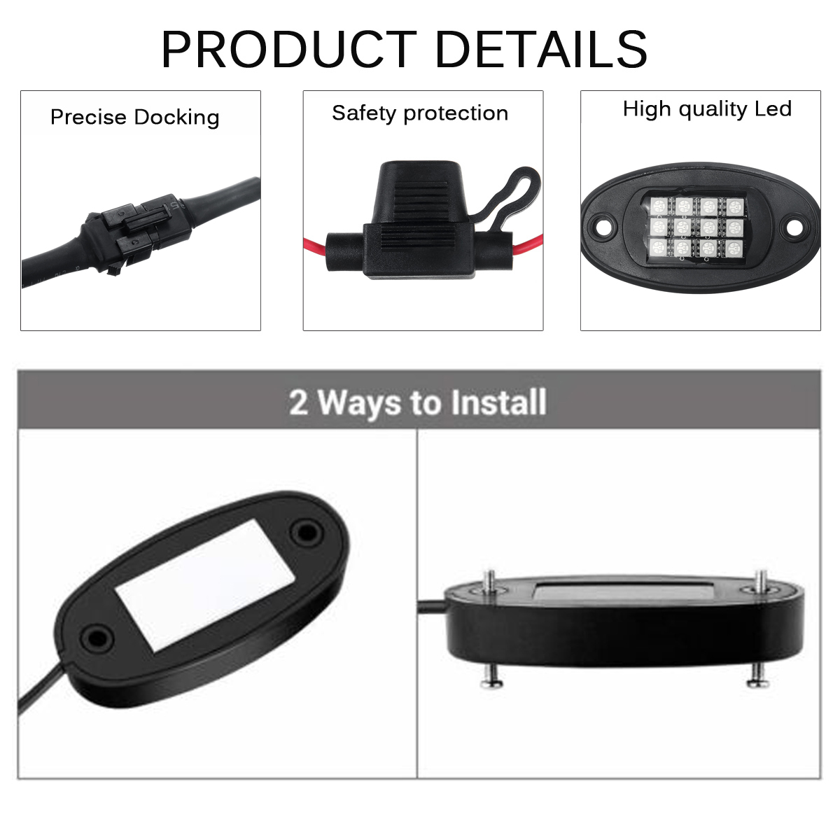 12V-5050-bluetooth-424-Key-Remote-Control-Universal-160-LED-RGB-Rock-Lights-Kit-Waterproof-Music-Car-1779998