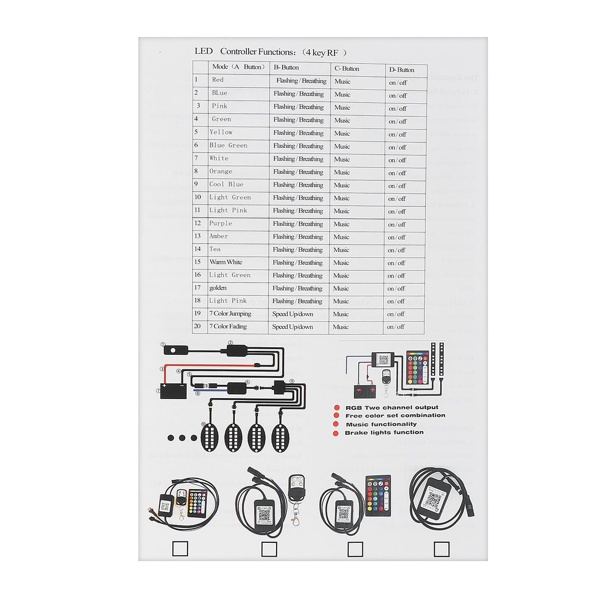 12V-5050-bluetooth-424-Key-Remote-Control-Universal-160-LED-RGB-Rock-Lights-Kit-Waterproof-Music-Car-1779998