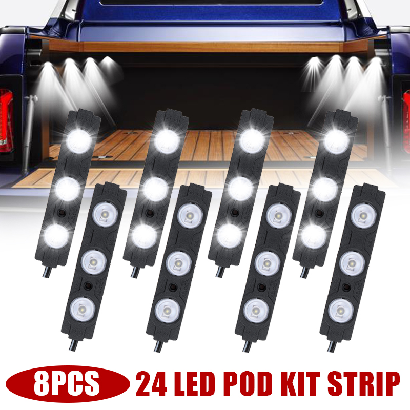 8PCS-24-LED-Light-Pod-Kit-Strip-IP68-Waterproof-White-for-12V-Car-Garden-Cabinet-Lighting-1613832