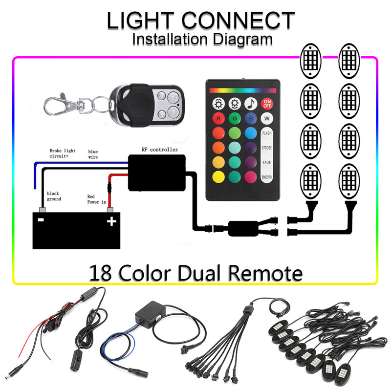 8PCS-RGB-LED-Rock-Light-Wireless-Bluetooth-Music-Offroad-Multi-color-Dual-Remote-1787505