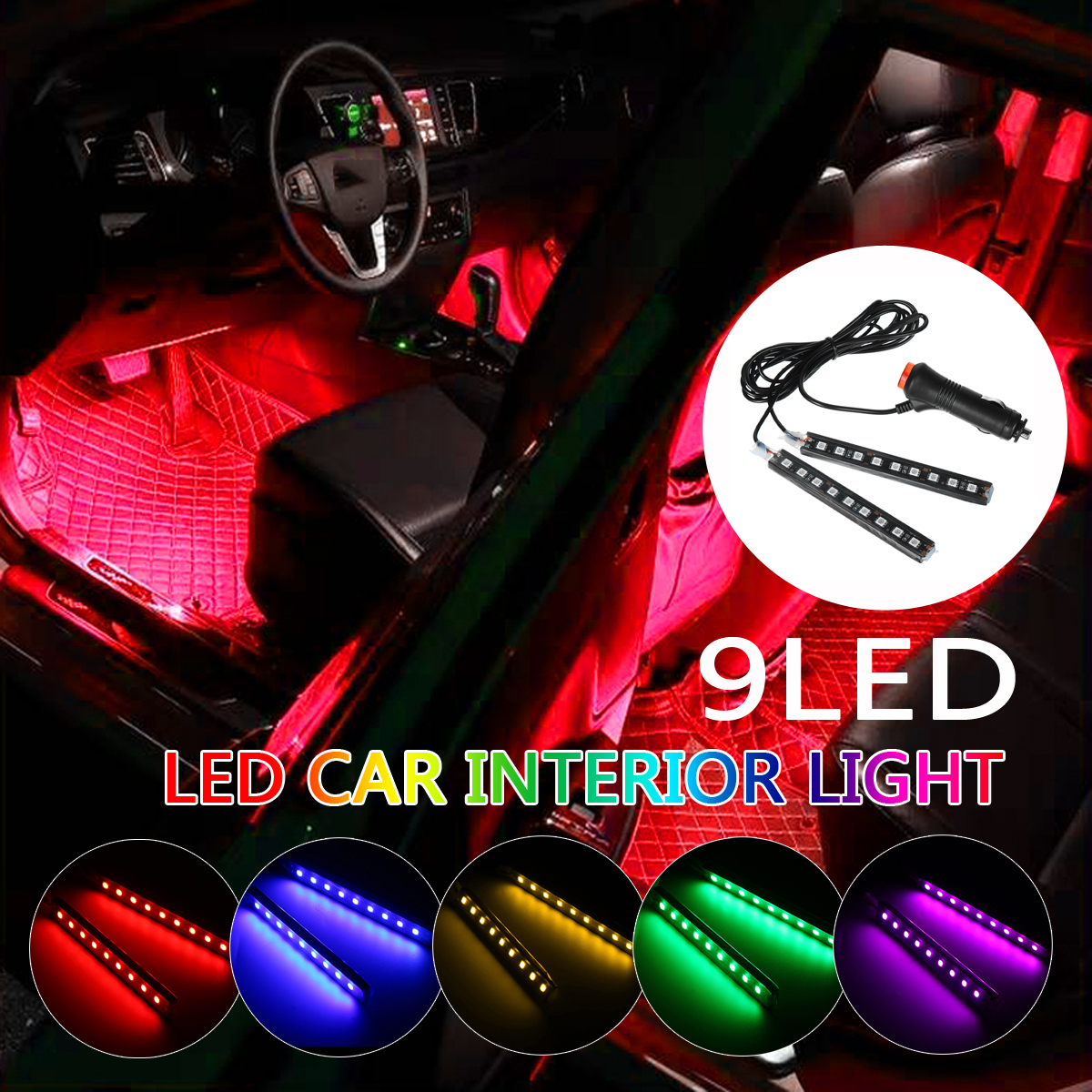 Car-Interior-5050SMD-9LED-Decorative-Light-Atmosphere-Lamp-Bar-One-For-Two-180-Degrees-Wide-angle-Li-1681245