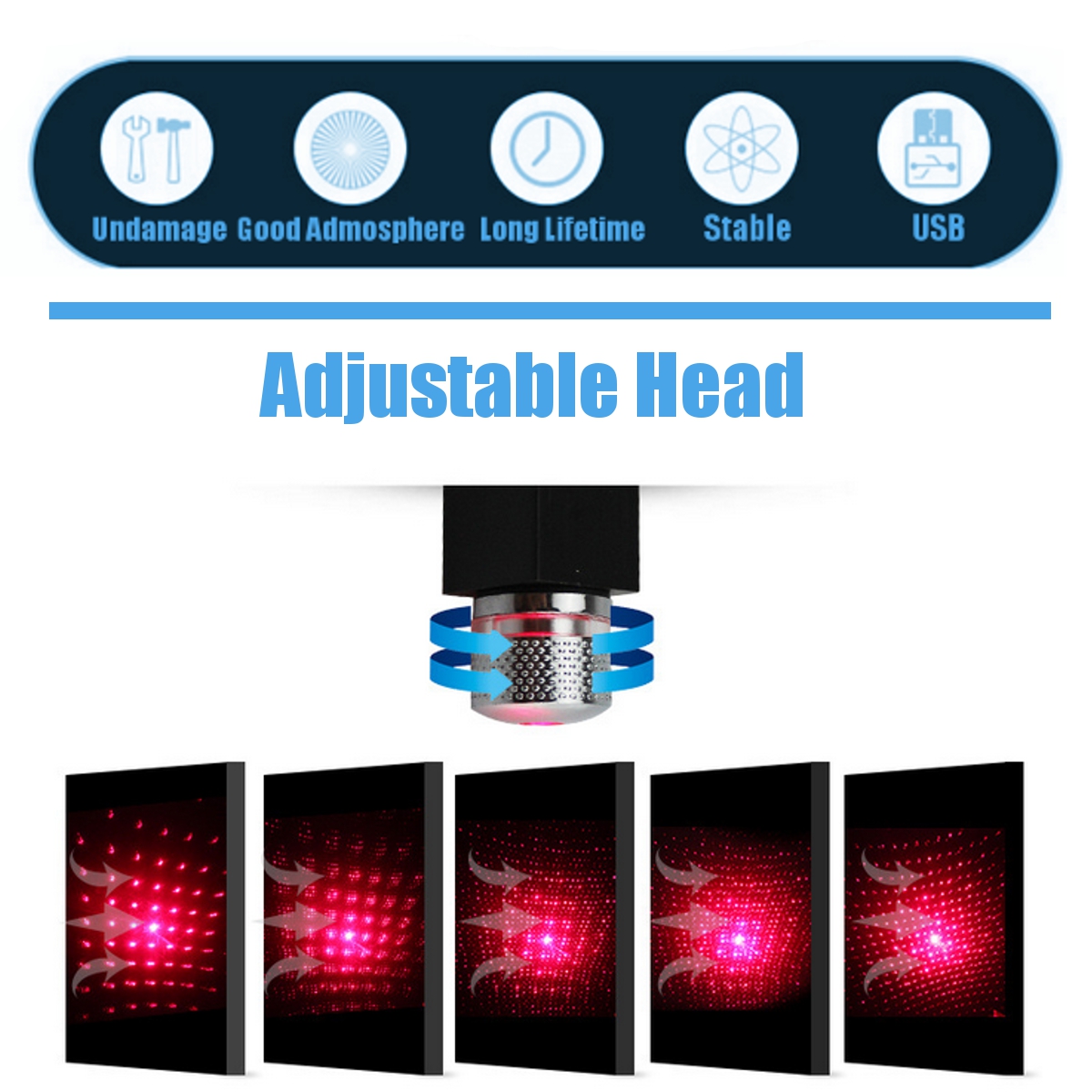 Car-LED-Atmosphere-Ceiling-Starry-Star-Lights-Roof-Decoration-Lamp--360degAdjustable-USB-5V-1W-1555292