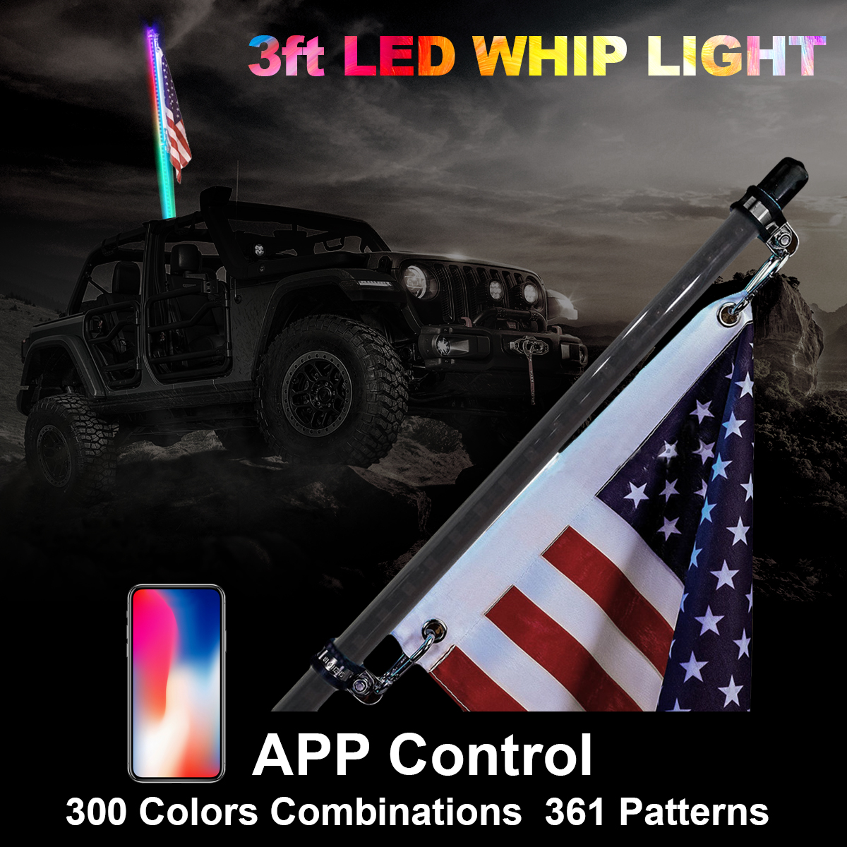DC12V-34ft-Car-Muti-Spiral-LED-Whip-Lights-Flag-Decoration-Lamp-300-Colors-1637480