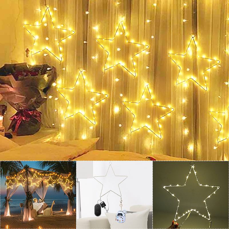 LED-25x25-Shaped-Hanging-Decorations-Lights-Illuminative-Heart-Star-Fairy-Battery-Powered-1635909