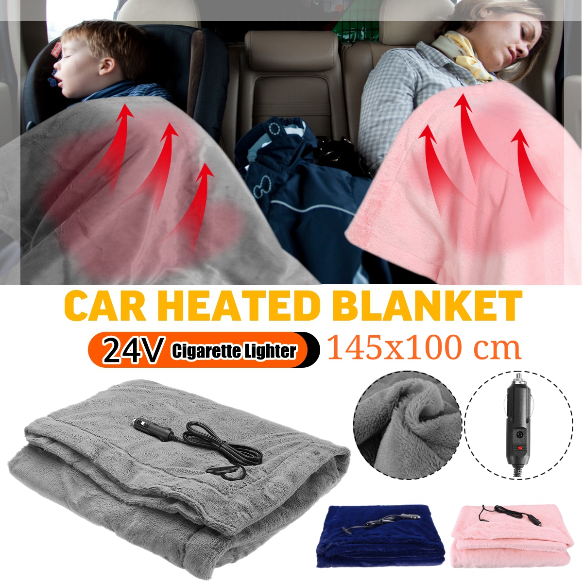 145x100cm-24V-Car-Electric-Blanket-Heated-Fleece-Travel-Throw-Fleece-Cosy-Warm-Winter-1714753