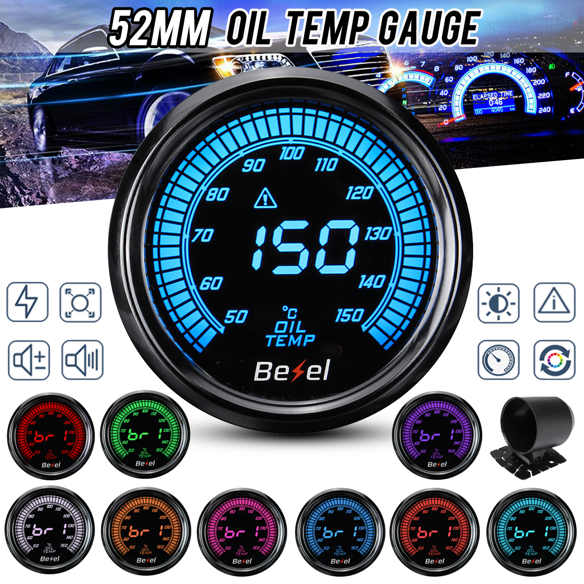 2-Inch-52mm-Car-Oil-Temp-Temperature-Pressure-Gauge-Meter-Digital-LED-Display-50150-1552442