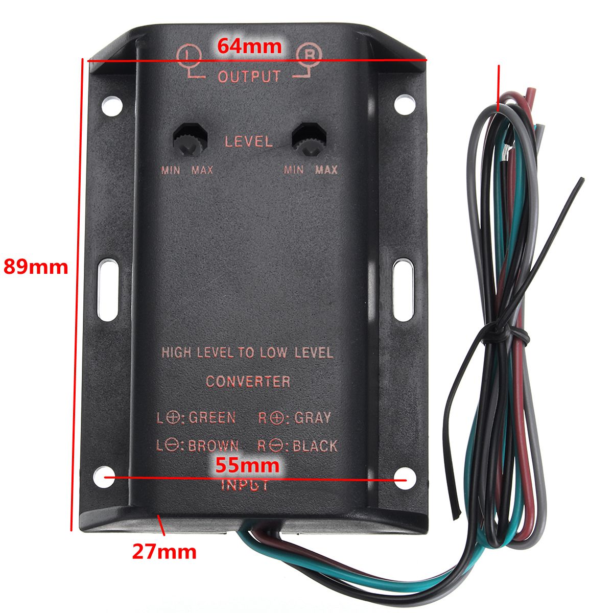 2-RCA-Speaker-High-to-Low-Level-Line-Output-Amplifier-Converter-Adapter-Wire-1171510