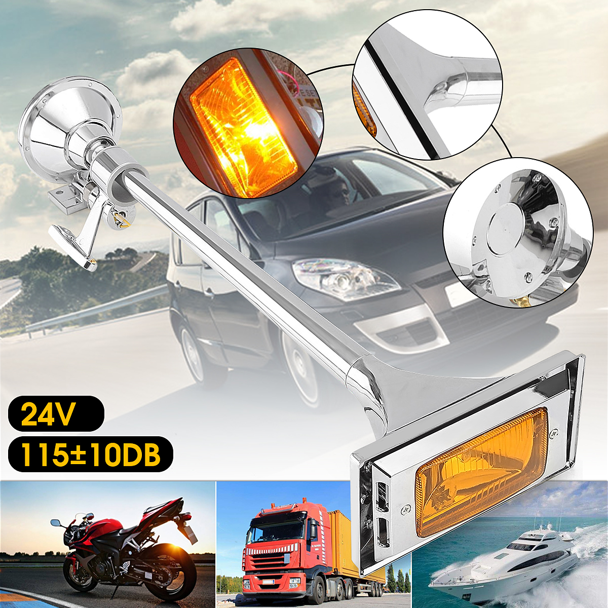 24V-Trumpet-Air-Horn-Set-for-Truck-Train-Boat-RV-Super-Loud-25-Inch-105-125db-1373306