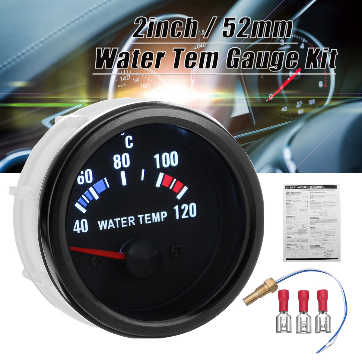 2Inch-52mm-Water-Temperature-Gauge-Kit-Digital-LED-Display-Black-Face-with-Sensor-1687751