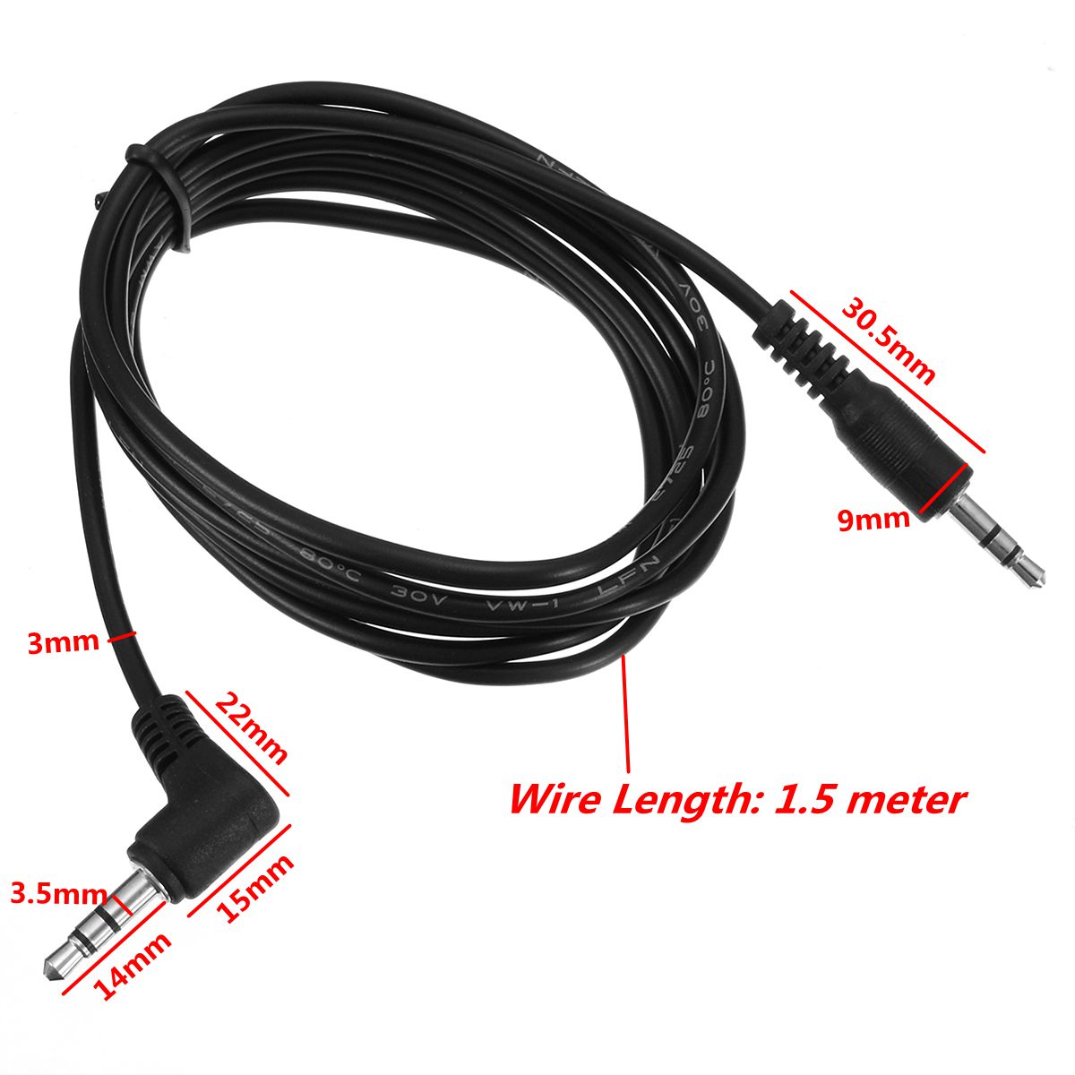 35mm-Male-To-Angle-M-AUX-Cable-Cord-Car-Audio-Headphone-Connector-15M-Black-1168728