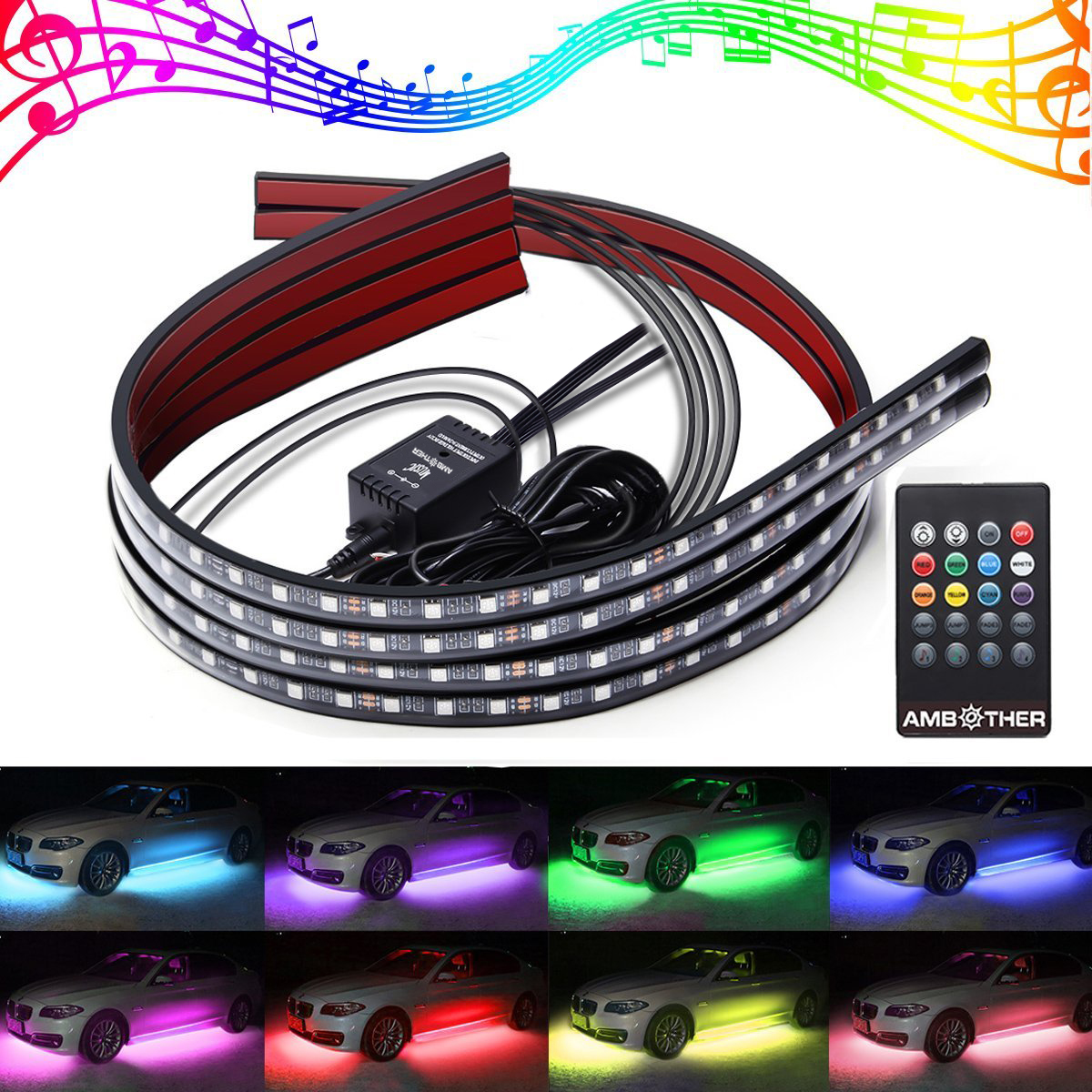 4x-RGB-LED-Under-Car-Tube-Strip-Underglow-body-Neon-Lights-Kit-Wireless-Control-1638177